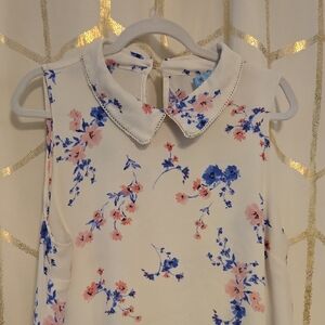 CeCe Floral Blouse with Peter Pan Collar
